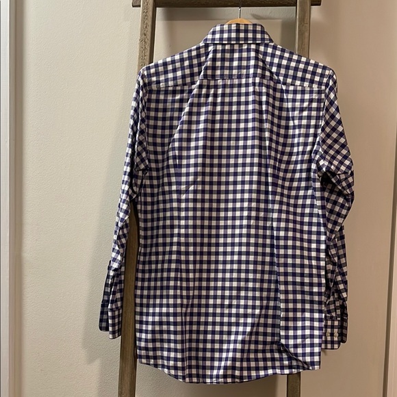 Men's Blue and White Checkered Shirt - Picture 4 of 4